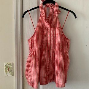 Free People red gingham halter